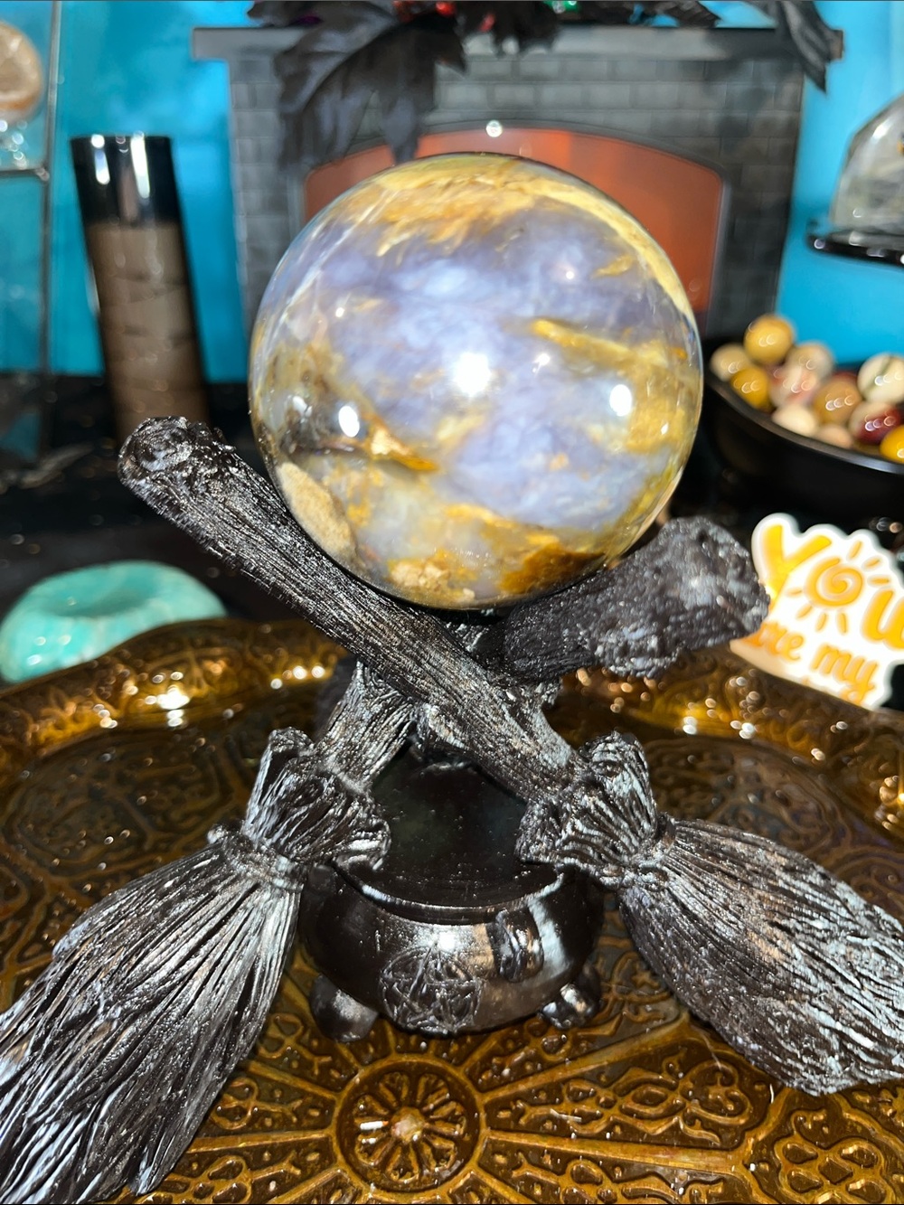 Petrified sandalwood and purple chalcedony